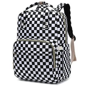 kouxunt checkered laptop backpack college bookbag school backpack for women girls, travel backpack 15.6 inch computer backpacks