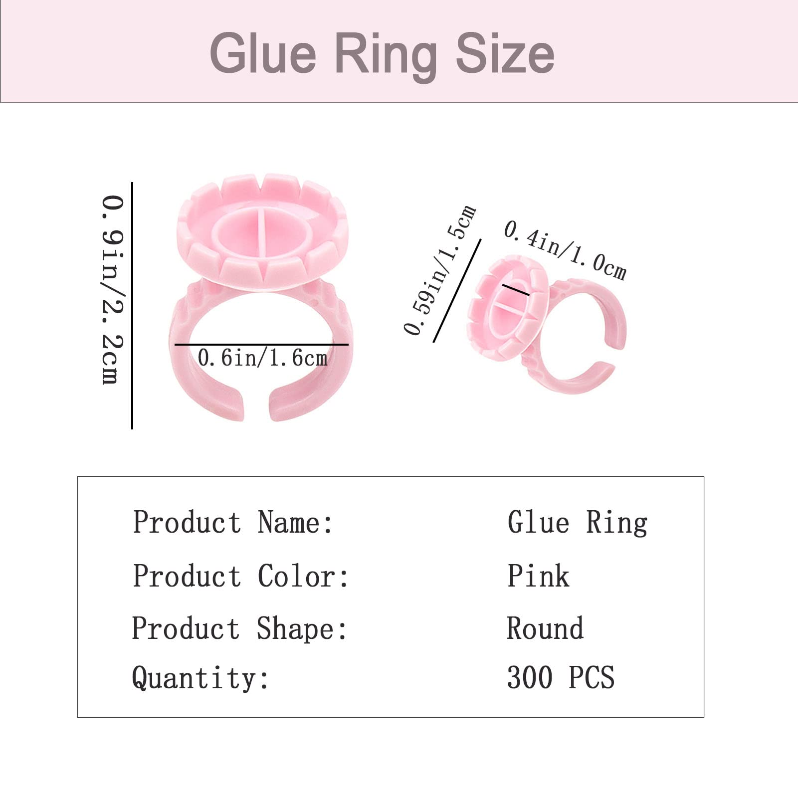 300PCS Glue Rings Lash Rings,Smart Glue Rings for Eyelash Extensions,Disposable Rings Glue Cups for False Eyelash Extension Supplies, Lovely Blooming Lash Eyelash Glue Holder Volume Lashes Fan,Pink