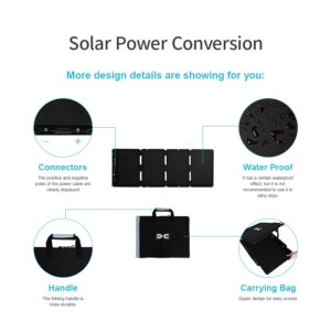 XDAY 200W 18V High-Efficiency Foldable Solar Panel,Portable Solar Panel Charger for Portable Power Station Generator, Waterproof IP68 for Outdoor Camping, RV, Off Grid System
