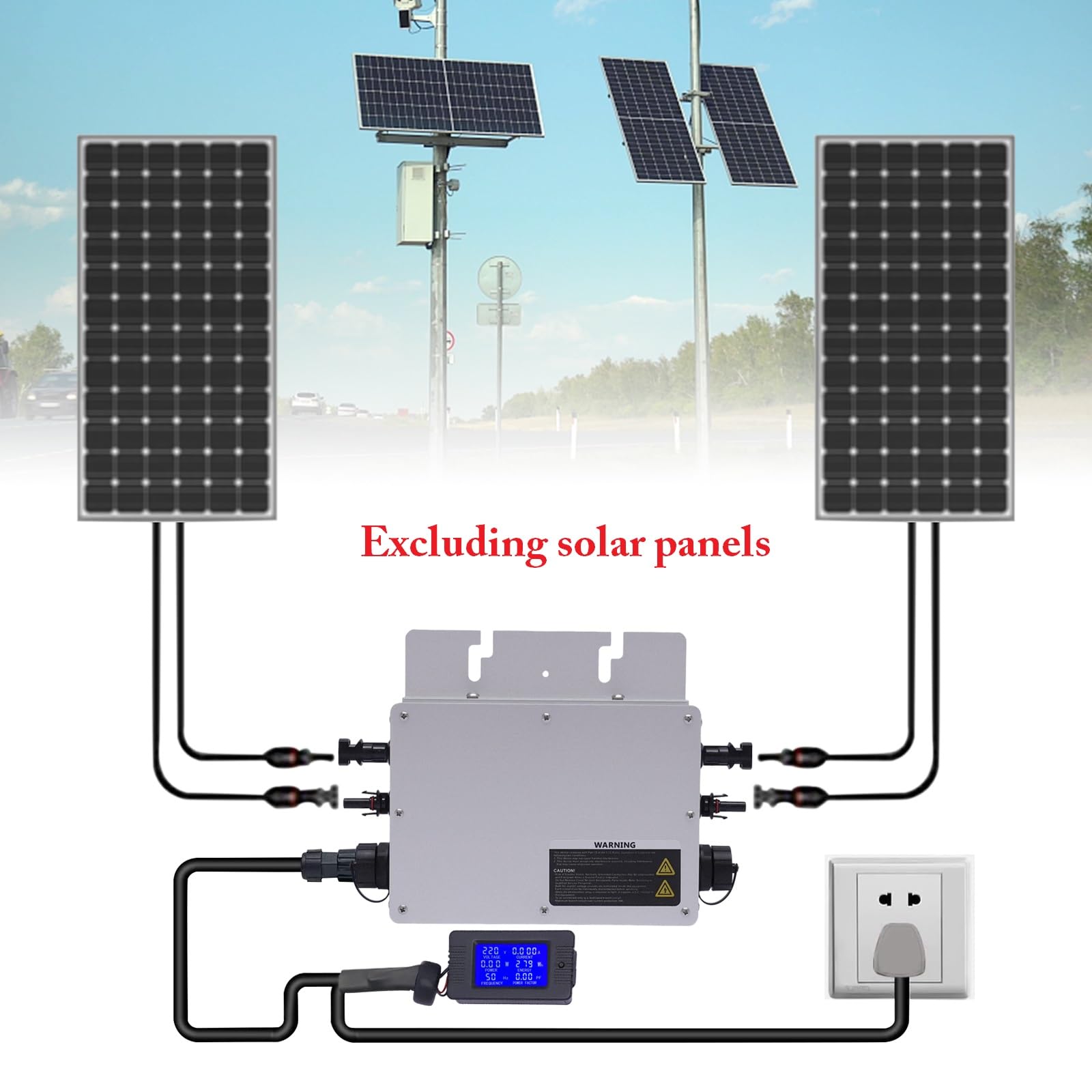 CNCEST 700W Micro Inverter Solar Grid Tie Microinverter IP65 Control Self Cooling 120/230V Automatic Identification Power Inverters,LCD Display Waterproof Solar Grid Tie Micro Inverter DC54V