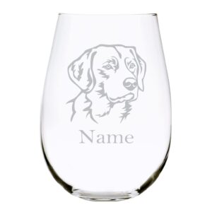 labrador retriever dog themed with name 17 oz. stemless wine glass