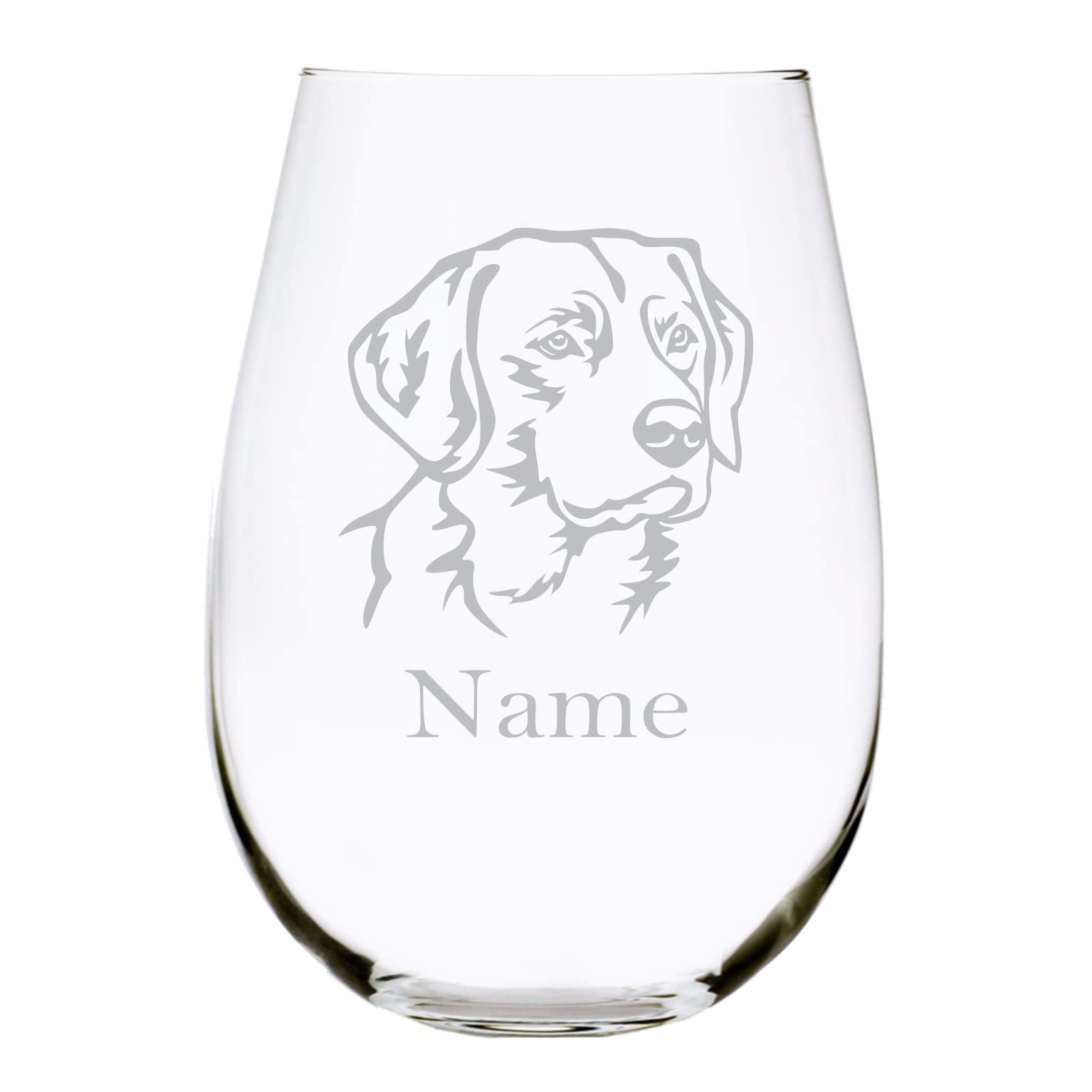 Labrador Retriever dog themed with name 17 oz. stemless wine glass