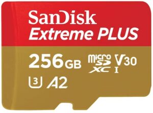 sandisk extreme plus microsdxc uhs-i card with adapter, 256gb, sdsqxbd-256g-an6ma
