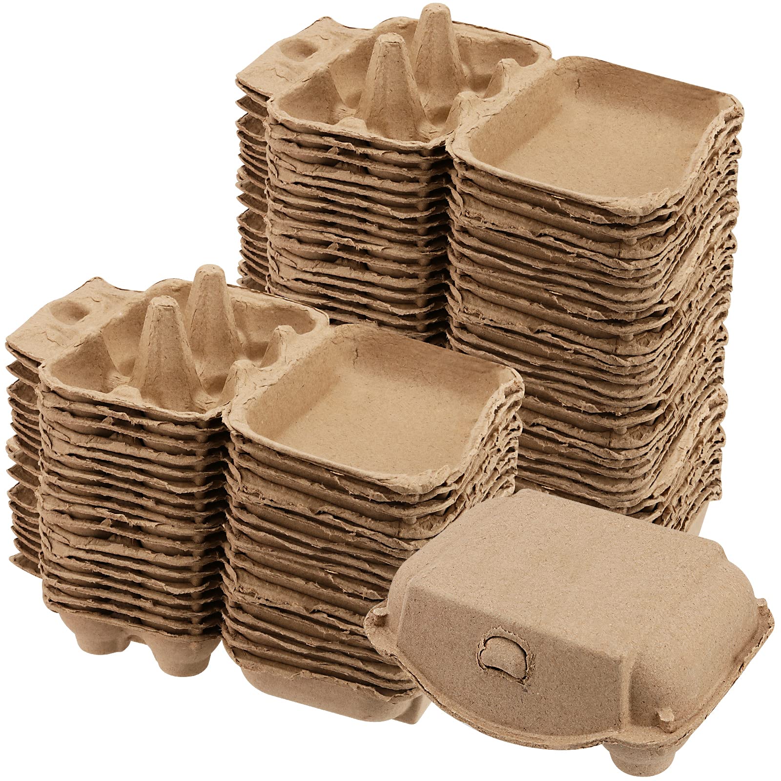 MUKLEI 50 PCS Paper Egg Cartons, 6 Egg Cartons Pulp Egg Cartons for Kitchen, Farm, Market, Travel and Transport, Brown