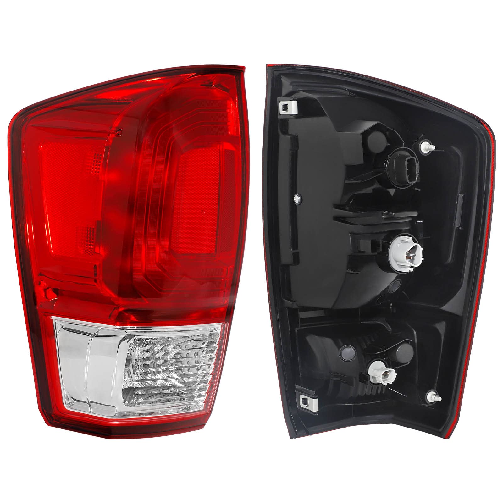 ALZIRIA Left Rear Tail Light Fit For 16 17 18 19 20 21 22 Tacoma 2016 2017 2018 2019 2020 2021 2022 Toyota Tacoma Pickup Brake Lamp Driver Side (Red Lights Chrome Trim - L)