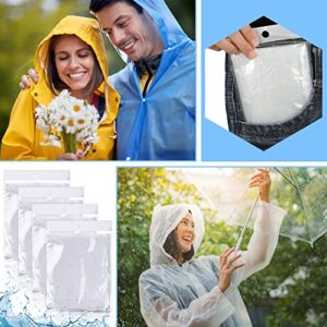 100 Pack of Adult Rain Ponchos with Hood, Disposable Rain Ponchos, Plastic Emergency Raincoat Poncho for Men Women Kids, Traveling Camping Hiking Outdoors Activities (White)