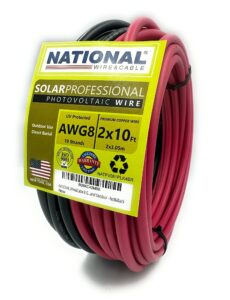 national wire&cable 8 gauge solar panel professional wire - made in usa - 2x10 ft copper pv wire uv resistant cable for boat marine automotive rv solar panel outdoor - red&black