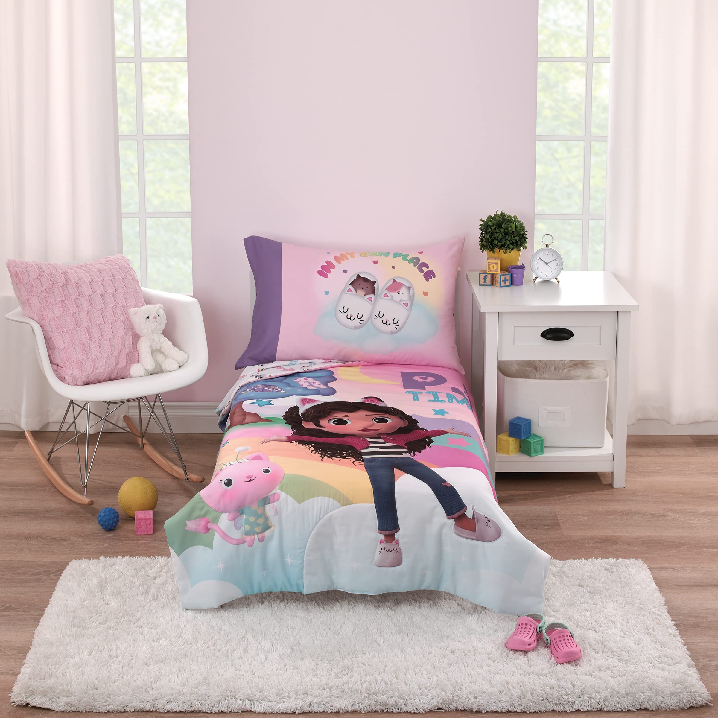 DreamWorks Gabby's Dollhouse Dream It Up White, Pink and Black Pandy Paws Shaped Squishy Toddler Pillow