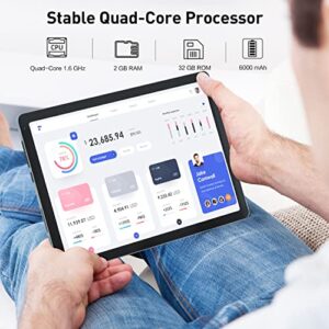 Coolfan 10.4 inch 32GB Tablet Android 11 Quad Core 6000mAh 1332x800 HD IPS Tablets (LightGray)