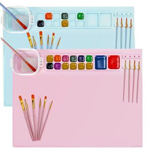 2 pcs silicone craft mat, 20"x16" large silicone mat for crafts, non stick silicone sheet with 20 pcs painting pen, creator silicone craft mat with cleaning cup and paint holder for diy creations