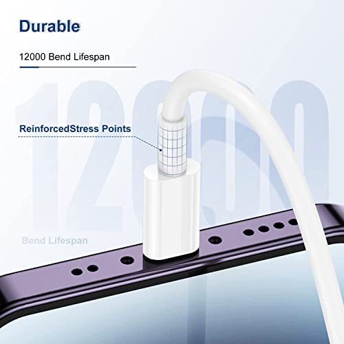 USBC to Lighting Cable for Apple iPhone 13 12 11 Pro Max Charger, 6Ft 2 Pack [Apple MFi Certified] iPhone Fast Charging USB Type C to Lighting Cord for iPhone 14 Plus/13/12/11/Mini- 6 Feet White