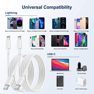 USBC to Lighting Cable for Apple iPhone 13 12 11 Pro Max Charger, 6Ft 2 Pack [Apple MFi Certified] iPhone Fast Charging USB Type C to Lighting Cord for iPhone 14 Plus/13/12/11/Mini- 6 Feet White