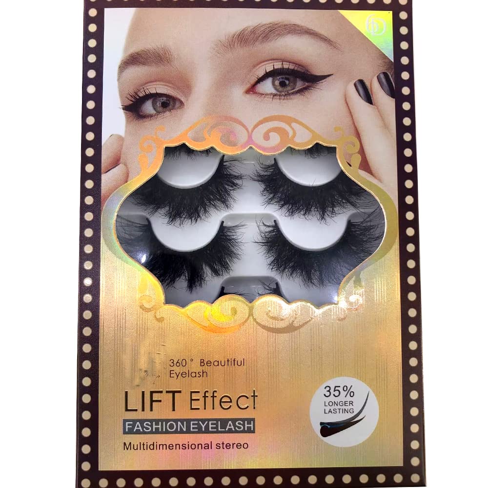 HBZGTLAD 6 Pairs False Eyelashes Cat-Eye Fluffy Faux Mink Lashes 8D Wispy Lashes Dramatic Long Thick Volume Fake Eye Lash(SR-01）