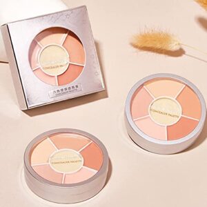 6 Colors Conceal Correct Cream Contour Makeup Palette With Makeup Brushes Foundation Brush,Light to Neutral,Conceal trouble spots dullness dark circles Correct Camouflage imperfections Covers redness