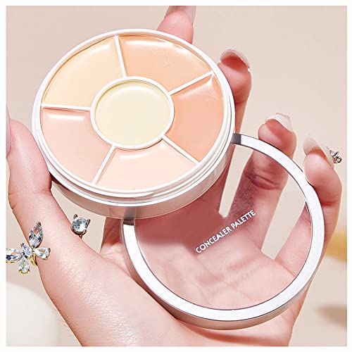 6 Colors Conceal Correct Cream Contour Makeup Palette With Makeup Brushes Foundation Brush,Light to Neutral,Conceal trouble spots dullness dark circles Correct Camouflage imperfections Covers redness