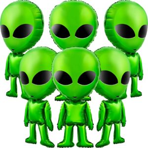 6 pcs large alien balloons green inflatable alien prop space alien birthday party supplies for alien party halloween party backdrop home decorations 31.5 inch