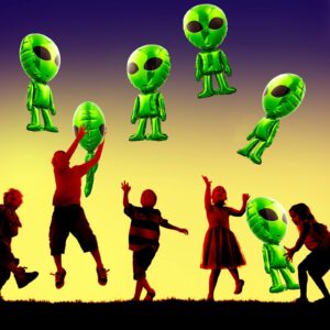 6 Pcs Large Alien Balloons Green Inflatable Alien Prop Space Alien Birthday Party Supplies for Alien Party Halloween Party Backdrop Home Decorations 31.5 Inch