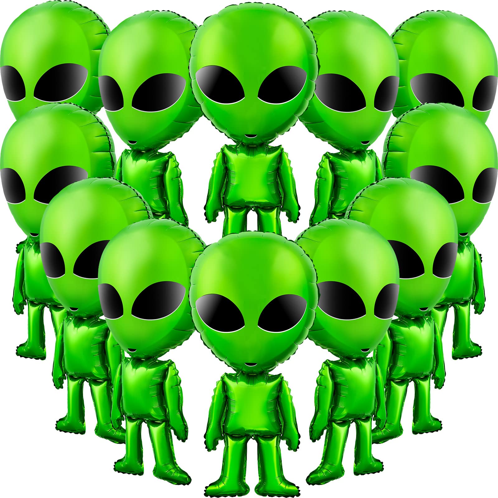 Meooeck 12 Pcs Alien Party Decorations Large Alien Inflatable Balloons, 31.5 Inch Green Alien Prop Backdrop for Alien Space Birthday Party Favor Supplies