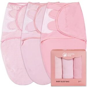 civarua kids baby swaddle blankets for baby girls, adjustable 3 pack newborn swaddle sack for 0-3 months infant, ergonomic baby swaddle sleep sack, pink baby swaddle wrap (small/medium)