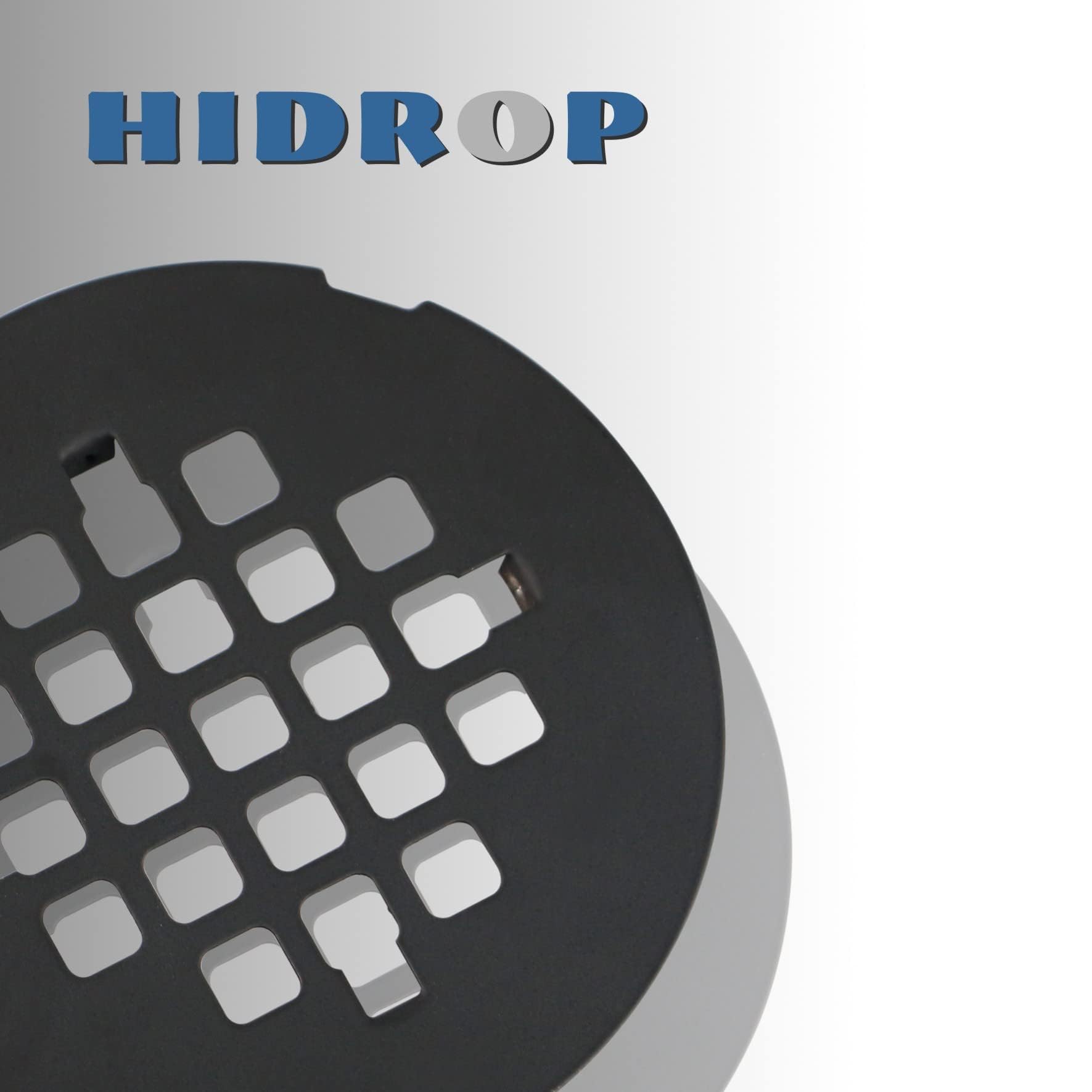 Black Snap-in Shower Drain Cover,Hidrop 4-1/4" OD Round Shower Strainer Grid, Easy-to-Install Replacement Cover Stainless Steel Matte Black