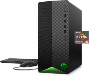 hp 2022 newest pavilion gaming desktop pc, amd ryzen 5 5600g (beat i5-12400f), amd radeon rx5500, 32gb ram, 1 tb ssd, wired mouse and keyboard, bundle with cefesfy