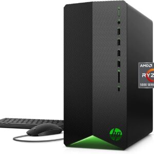 HP 2022 Newest Pavilion Gaming Desktop PC, AMD Ryzen 5 5600G (Beat i5-12400F), AMD Radeon RX5500, 32GB RAM, 1 TB SSD, Wired Mouse and Keyboard, Bundle with Cefesfy
