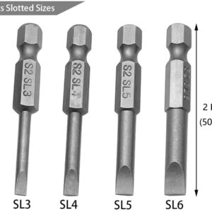 Saipe 10Pcs Magnetic Screwdriver Bit Sets 1/4 Inch Hex Shank Flat Slotted + Phillips Cross Head Screw Driver S2 Steel Drive Drill Bits for Electric Screwdrivers (2 inch/50mm Length)