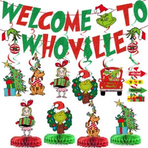 Whoville Christmas Decorations Whoville Decorations Welcome to Whoville Banner The Christmas Decorations Party Supplies Christmas Grieen Birthday Party Decorations