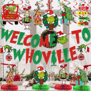 Whoville Christmas Decorations Whoville Decorations Welcome to Whoville Banner The Christmas Decorations Party Supplies Christmas Grieen Birthday Party Decorations