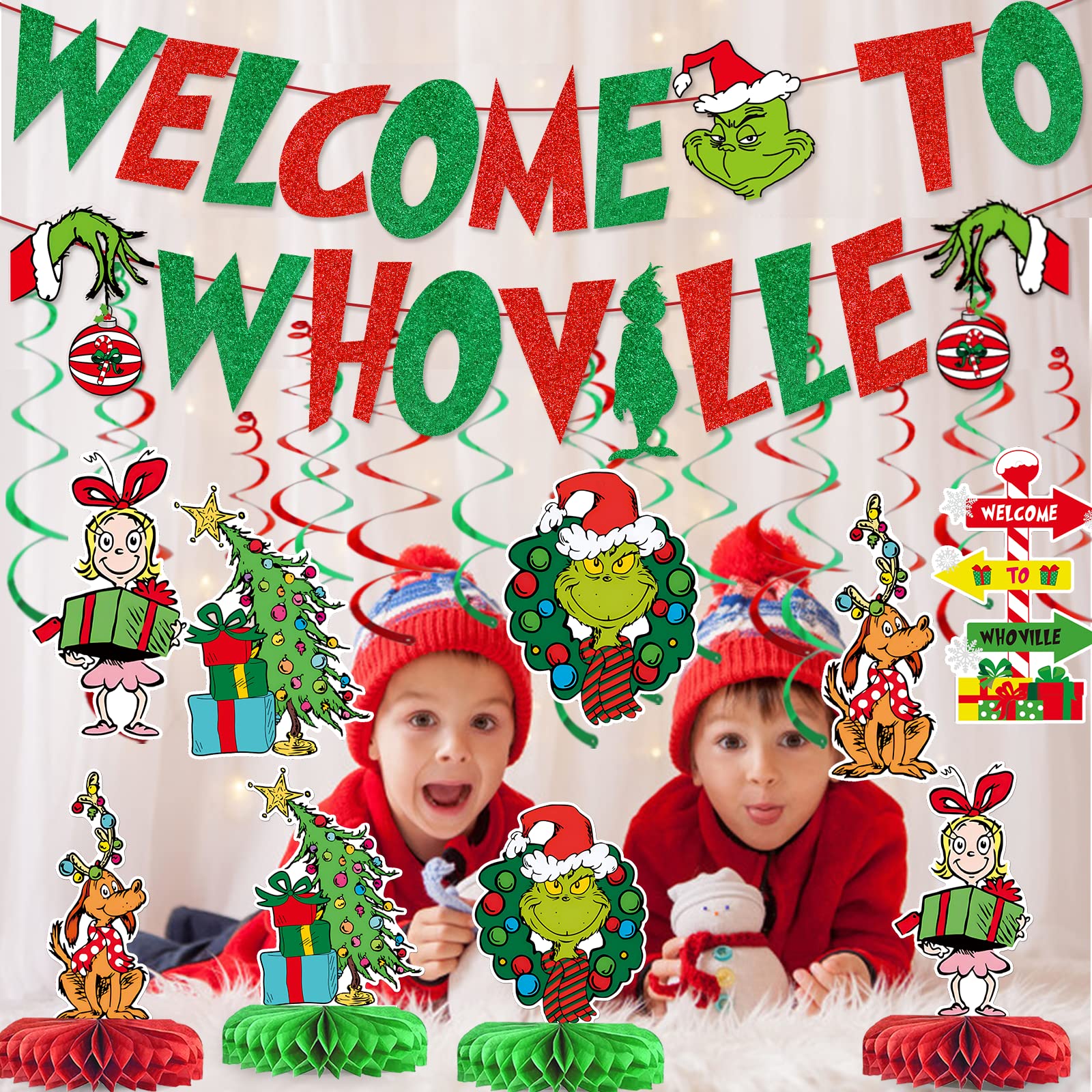 Whoville Christmas Decorations Whoville Decorations Welcome to Whoville Banner The Christmas Decorations Party Supplies Christmas Grieen Birthday Party Decorations