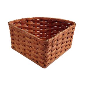 Amish Corner Storage Handmade Solid Oak Woven Wicker Basket (Medium)