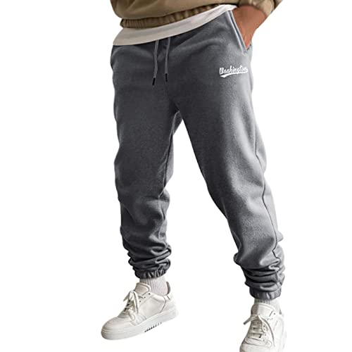 Mens Athletic Cargo Pants Elastic Waist Slim Fit Athletic Jogger Pants Military Combat Hiking Work Pants Joggers Sweatpants Dark Gray