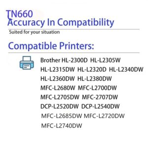 Ebooine Compatible Toner Cartridge Replacement for Brother TN660 TN630 High Yield to use with HL-L2300D HL-L2380DW HL-L2320D DCP-L2540DW HL-L2340DW HL-L2360DW MFC-L2700DW Printer (Black, 2 Pack)