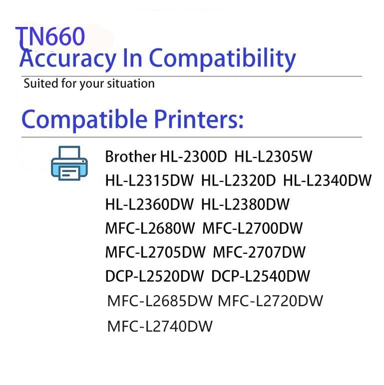 Ebooine Compatible Toner Cartridge Replacement for Brother TN660 TN630 High Yield to use with HL-L2300D HL-L2380DW HL-L2320D DCP-L2540DW HL-L2340DW HL-L2360DW MFC-L2700DW Printer (Black, 2 Pack)