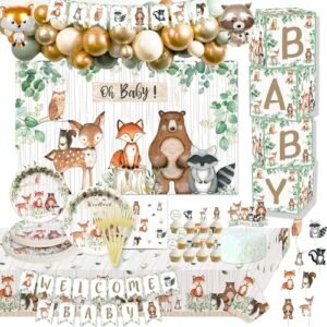heeton woodland baby shower party supplies decorations boxes fox balloon oh baby welcome baby banner creatures fawn animal friends garland backdrop cake cupcake topper for girl boy gender reveal