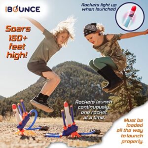 New Bounce Rocket Launcher for Kids - Adjustable 2-in-1 Jump Rocket Set - Includes a Sturdy Launch Pad and 4 LED Rockets - Soars Up to 150 Ft - Fun Kids Outdoor Toys (4 Pc Rocket Launcher)