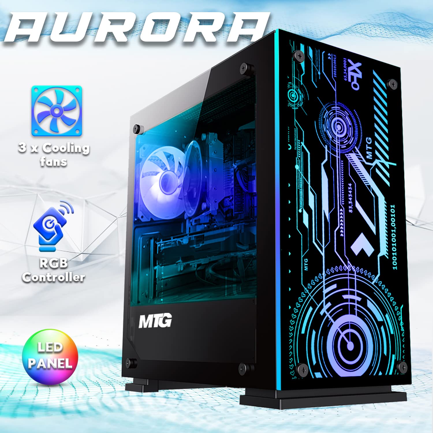 MTG Aurora 4C Gaming Tower PC- Intel Core i7 4th Gen, GTX 1660 Super 6GB GDDR6 192bits Graphic, 16GB Ram, 1TB Nvme, 2TB SSD, New MTG 27 Inch Monitor, RGB Bundle, Webcam, Win 10 Home