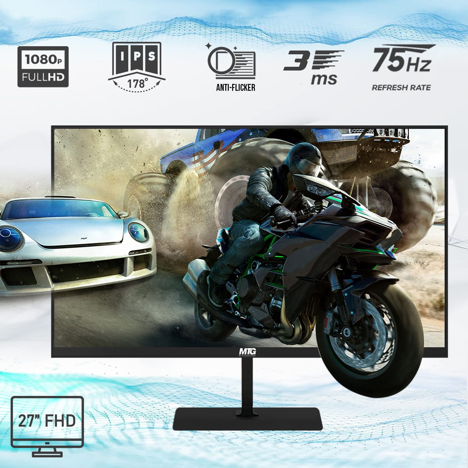 MTG Aurora 4C Gaming Tower PC- Intel Core i7 4th Gen, RTX 2060S GDDR6 8GB 256bits Graphic, 16GB Ram, 1TB Nvme, New MTG 27 Inch Monitor, RGB Bundle, Webcam, Win 10 Home