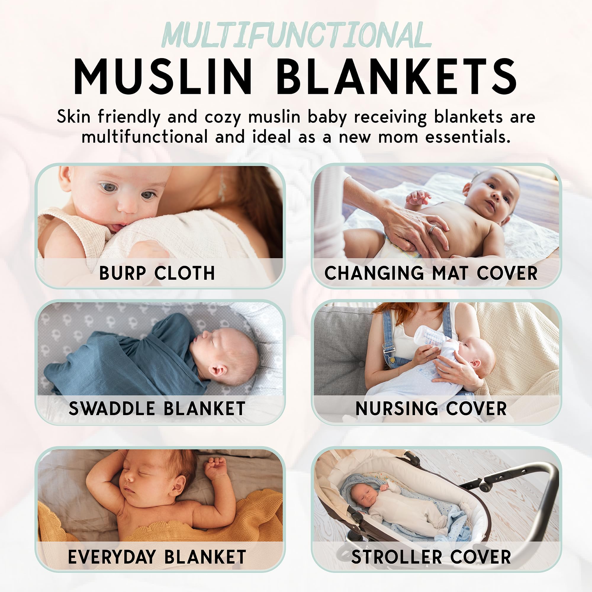 Barida Muslin Blankets for Girls & Boys, Premium Cotton Large Multiuse Lightweight Ultra Soft Muslin Blanket Baby, Muslin Swaddle Blankets Boy, 2 Pack Muslin Throw Blanket (Orange- Sage Green)