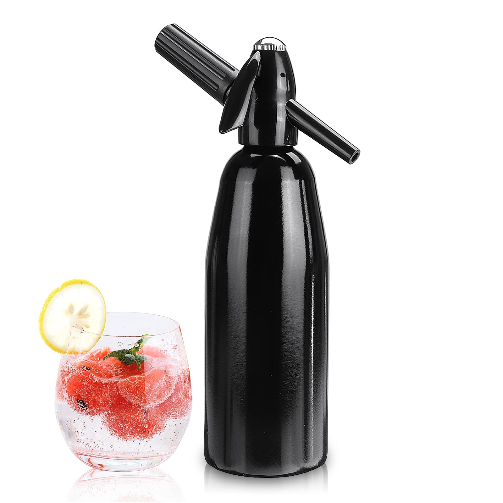 Mlijzard Sparkling Water Maker,1Liter Soda Siphon,Seltzer Water Maker,Carbonated Water Machines for Home Club Making Fresh Soda Water Cocktails DIY Soda Drink,Use 8g CO2 Cartridges(Not Included),Black