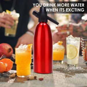 Mlijzard Sparkling Water Maker,1Liter Soda Siphon,Seltzer Water Maker,Carbonated Water Machines for Home Club Making Fresh Soda Water Cocktails DIY Soda Drink,Use 8g CO2 Cartridges(Not Included),Red