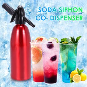 Mlijzard Sparkling Water Maker,1Liter Soda Siphon,Seltzer Water Maker,Carbonated Water Machines for Home Club Making Fresh Soda Water Cocktails DIY Soda Drink,Use 8g CO2 Cartridges(Not Included),Red