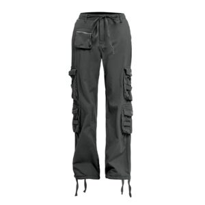 cargo pants women tactical baggy hiking cargo pants with 9 pockets cotton military casual army combat work pants dark gray l