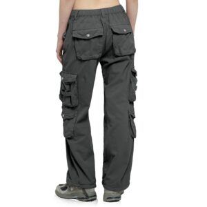 Cargo Pants Women Tactical Baggy Hiking Cargo Pants with 9 Pockets Cotton Military Casual Army Combat Work Pants Dark Gray L