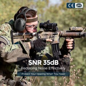 SNR35dB Hearing Protection Ear Muffs for Noise Reduction, Effective Ear Protection, Noise Cancelling Ear Muffs, Ear Protection for Shooting, Mowing, Autism, Sleeping, Safety Earmuffs with Storage Bag