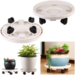 3 Pack Large Plant Caddy with Wheels 15.8" Rolling Plant Stands Heavy-duty Plastic Plant Roller Base Pot Movers Plant Saucer on Wheels Indoor Outdoor Plant Dolly with Caster Planter Tray Coaster White