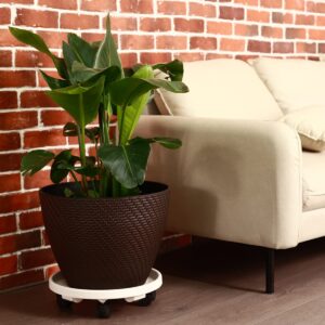 3 Pack Large Plant Caddy with Wheels 15.8" Rolling Plant Stands Heavy-duty Plastic Plant Roller Base Pot Movers Plant Saucer on Wheels Indoor Outdoor Plant Dolly with Caster Planter Tray Coaster White