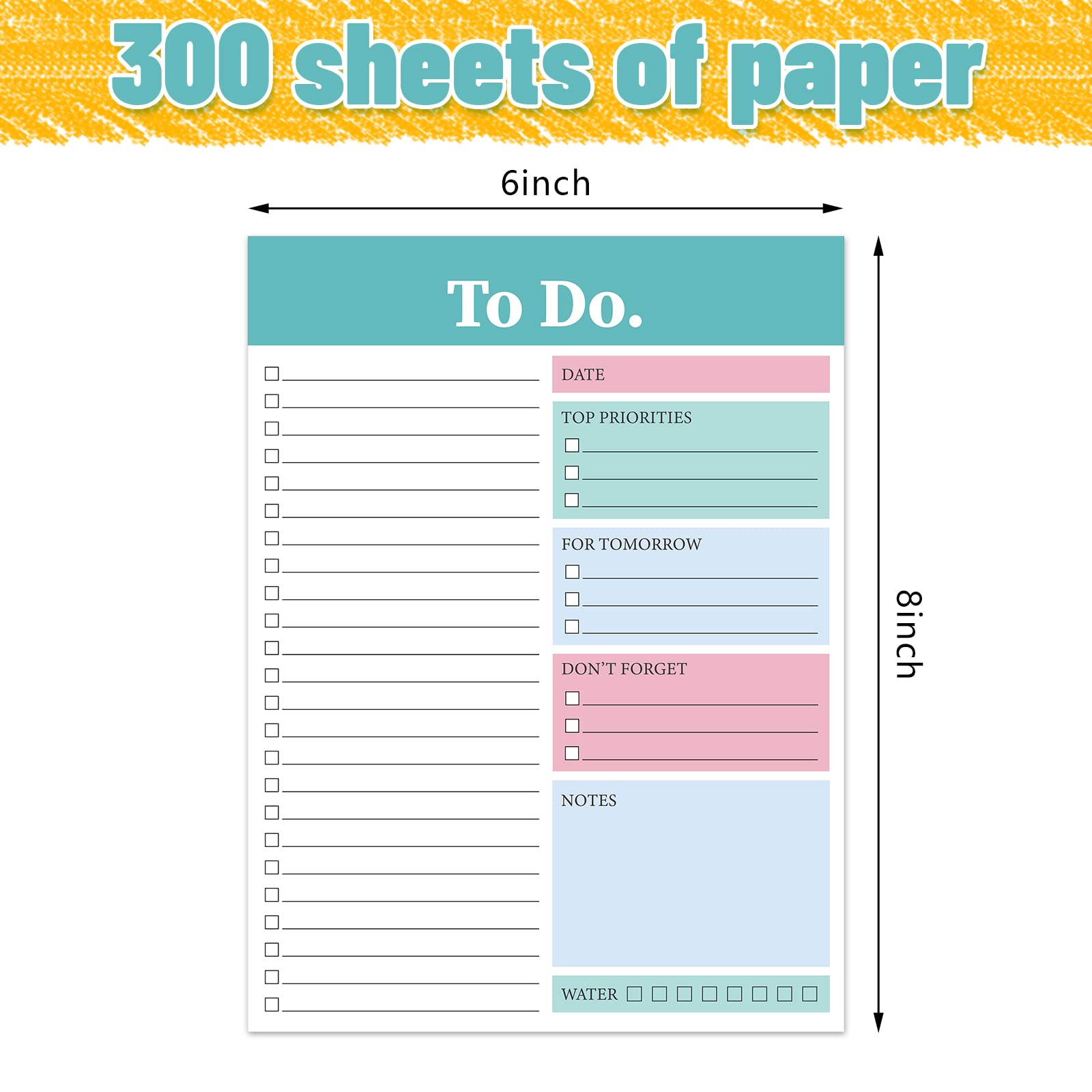 300 Sheets Daily to do List Notepad Notebook Library Card to do Planner Checklist Memo Writing Pad Schedule Note Pad Reminder Office Planning Homework Pad for Task, 6" x 8"(To Do)