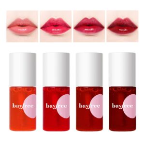 yocisku 4 colors lip tint and stain set, liquid lipstick kit, bright vivid tint for lips, cheeks, eyes, waterproof and 24 hours long lasting, moisturizing fruity color
