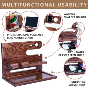Funistree Gifts for Men Dad Fathers Day from Daughter Son, Ash Wood Phone Docking Station, Anniversary Birthday Gifts for Him Husband Boyfriend from Wife, Nightstand Organizer Graduation Gifts Ideas